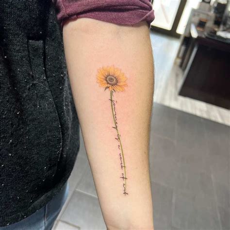 sunflower with stem tattoo|More.